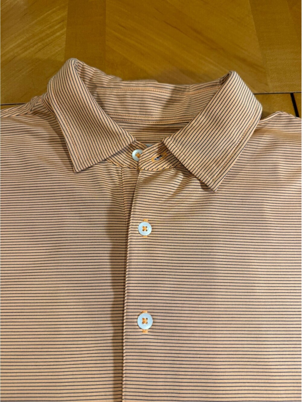 Donald Ross Golf Polo Shirt Mens XL Orange Blue Stripe Performance Short Sleeve